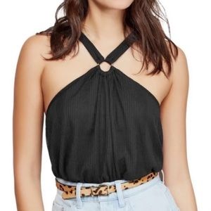 Free People Bubble Hem O-Ring Cropped Tank Top